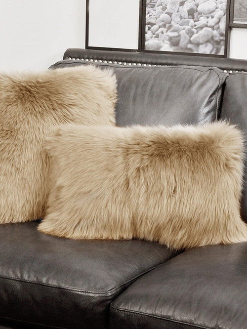 1pc Beige Plush Decorative Pillow Cover (Pillow Insert Not Included), Nordic Style Living Room Sofa Cushion, Atmosphere Decor Pillow Case, Zipper Closure, Suitable For Living Room And Bedroom Decor, C