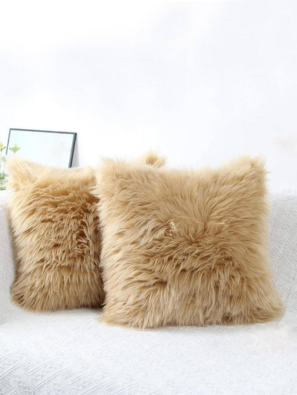 1pc Beige Plush Decorative Pillow Cover (Pillow Insert Not Included), Nordic Style Living Room Sofa Cushion, Atmosphere Decor Pillow Case, Zipper Closure, Suitable For Living Room And Bedroom Decor, C