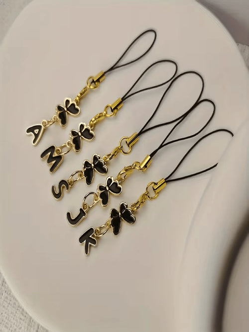 1pc Black Butterfly Letter Phone Charm, Decoration, Suitable For Holidays, Gift For Couple, Family, Romantic Gift, Phone Decor, Elegant Design, Fashion Accessory, Delicate Details, Commemorative Acces