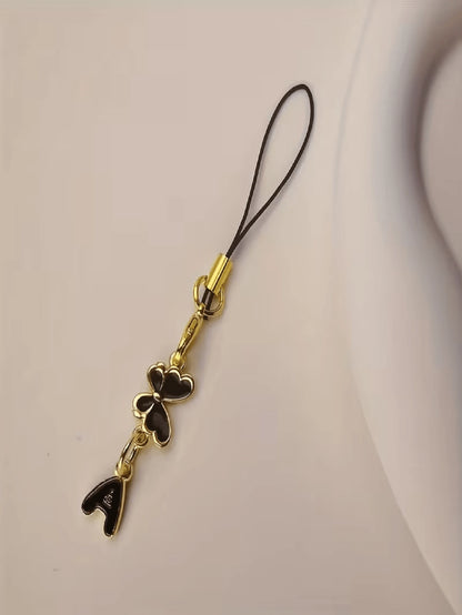 1pc Black Butterfly Letter Phone Charm, Decoration, Suitable For Holidays, Gift For Couple, Family, Romantic Gift, Phone Decor, Elegant Design, Fashion Accessory, Delicate Details, Commemorative Acces