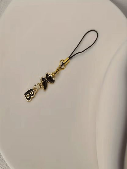 1pc Black Butterfly Letter Phone Charm, Decoration, Suitable For Holidays, Gift For Couple, Family, Romantic Gift, Phone Decor, Elegant Design, Fashion Accessory, Delicate Details, Commemorative Acces