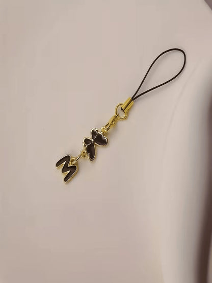 1pc Black Butterfly Letter Phone Charm, Decoration, Suitable For Holidays, Gift For Couple, Family, Romantic Gift, Phone Decor, Elegant Design, Fashion Accessory, Delicate Details, Commemorative Acces