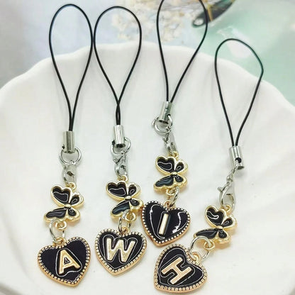 1pc Black Butterfly Letter Phone Charm, Decoration, Suitable For Holidays, Gift For Couple, Family, Romantic Gift, Phone Decor, Elegant Design, Fashion Accessory, Delicate Details, Commemorative Acces