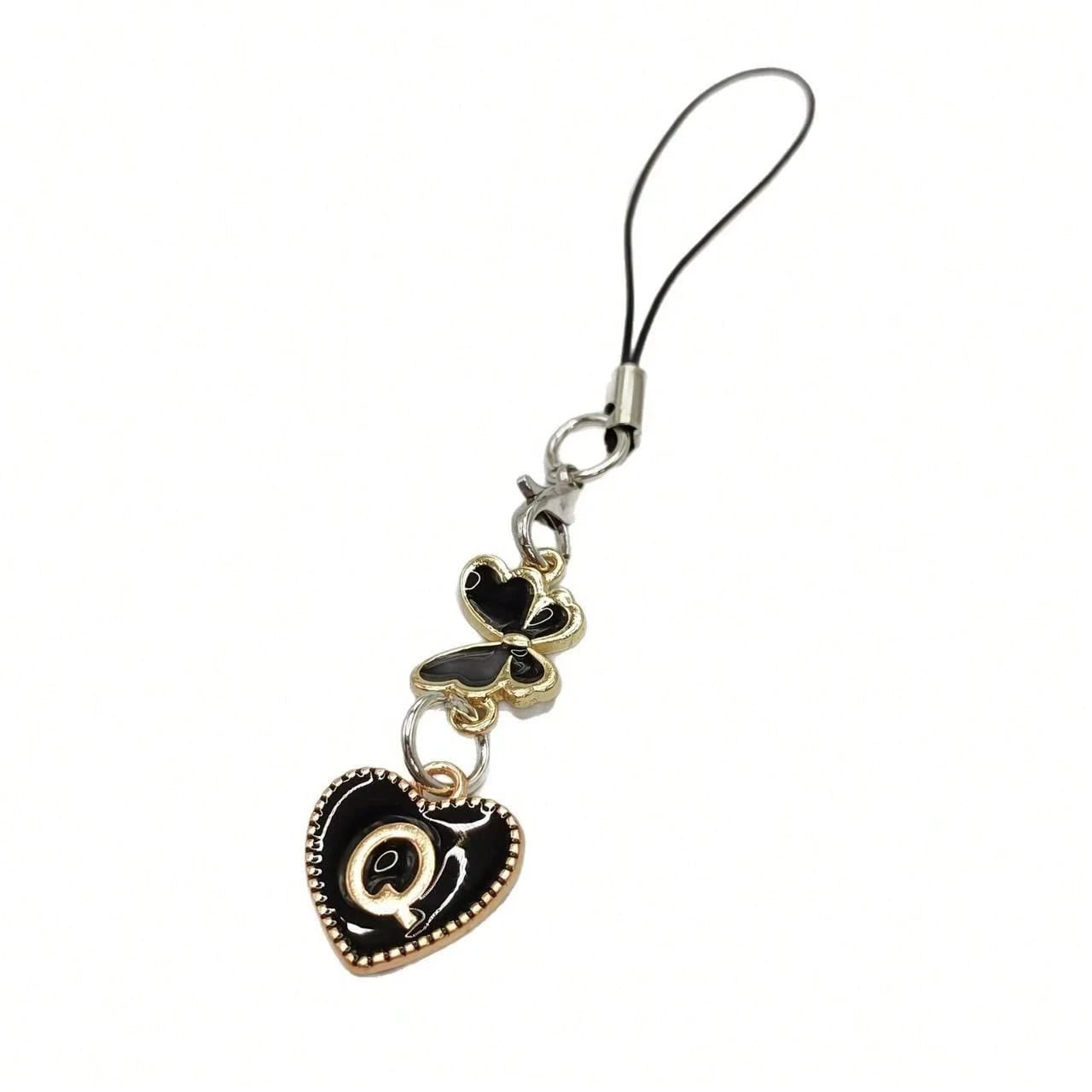 1pc Black Butterfly Letter Phone Charm, Decoration, Suitable For Holidays, Gift For Couple, Family, Romantic Gift, Phone Decor, Elegant Design, Fashion Accessory, Delicate Details, Commemorative Acces