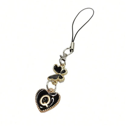 1pc Black Butterfly Letter Phone Charm, Decoration, Suitable For Holidays, Gift For Couple, Family, Romantic Gift, Phone Decor, Elegant Design, Fashion Accessory, Delicate Details, Commemorative Acces