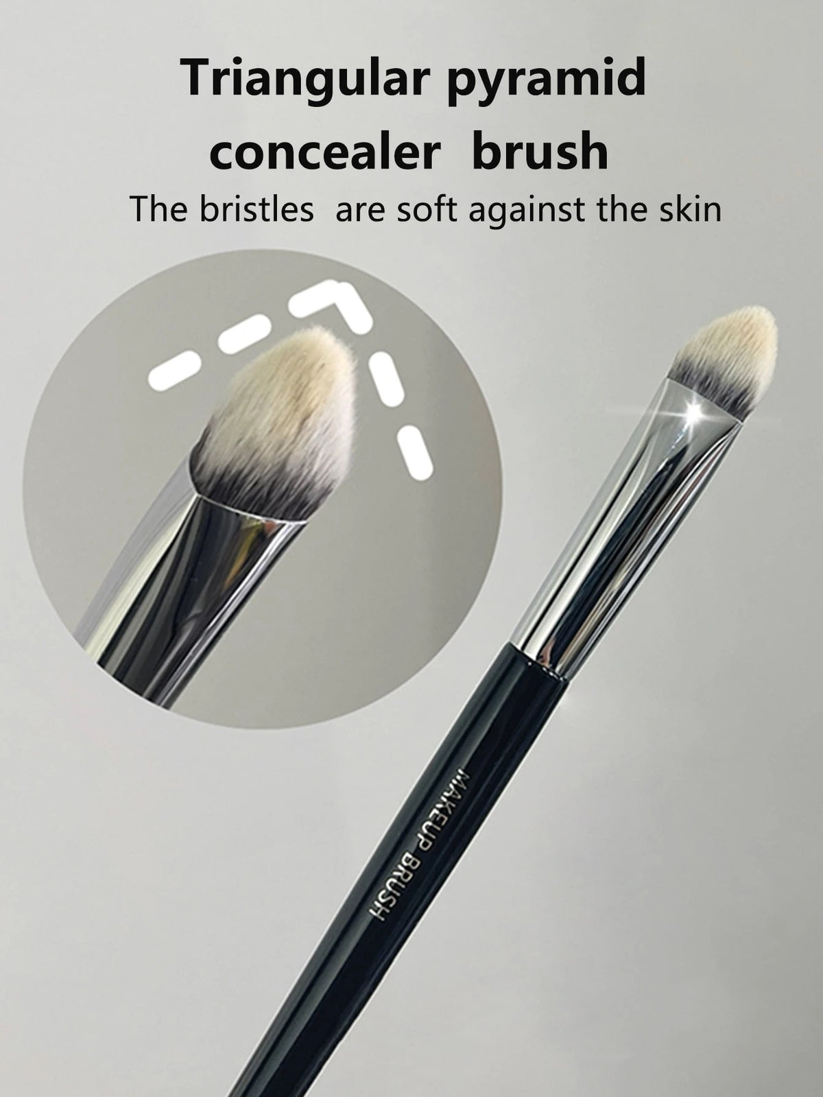 1pc Black Triangular Concealer Brush For Acne, Dark Circles, Tear Troughs, Highlighting And Detailing,Foundation Brush,Concealer Brush,Blush Brush,Contour Brush,Blush Brush,Bronzer Brush,Powder Brush