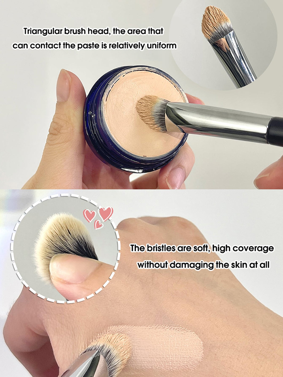 1pc Black Triangular Concealer Brush For Acne, Dark Circles, Tear Troughs, Highlighting And Detailing,Foundation Brush,Concealer Brush,Blush Brush,Contour Brush,Blush Brush,Bronzer Brush,Powder Brush