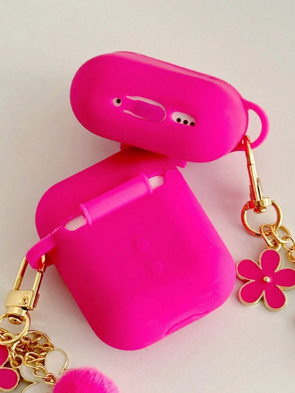 1pc Black & White/Rose Red/Burgundy Flower Lanyard Earphone Protective Case, Compatible With Iphone, 1/2, New Wireless Earphone Protective Case Compatible With Airpods Pro3/Pro/Pro2, Gift For Boyfrien