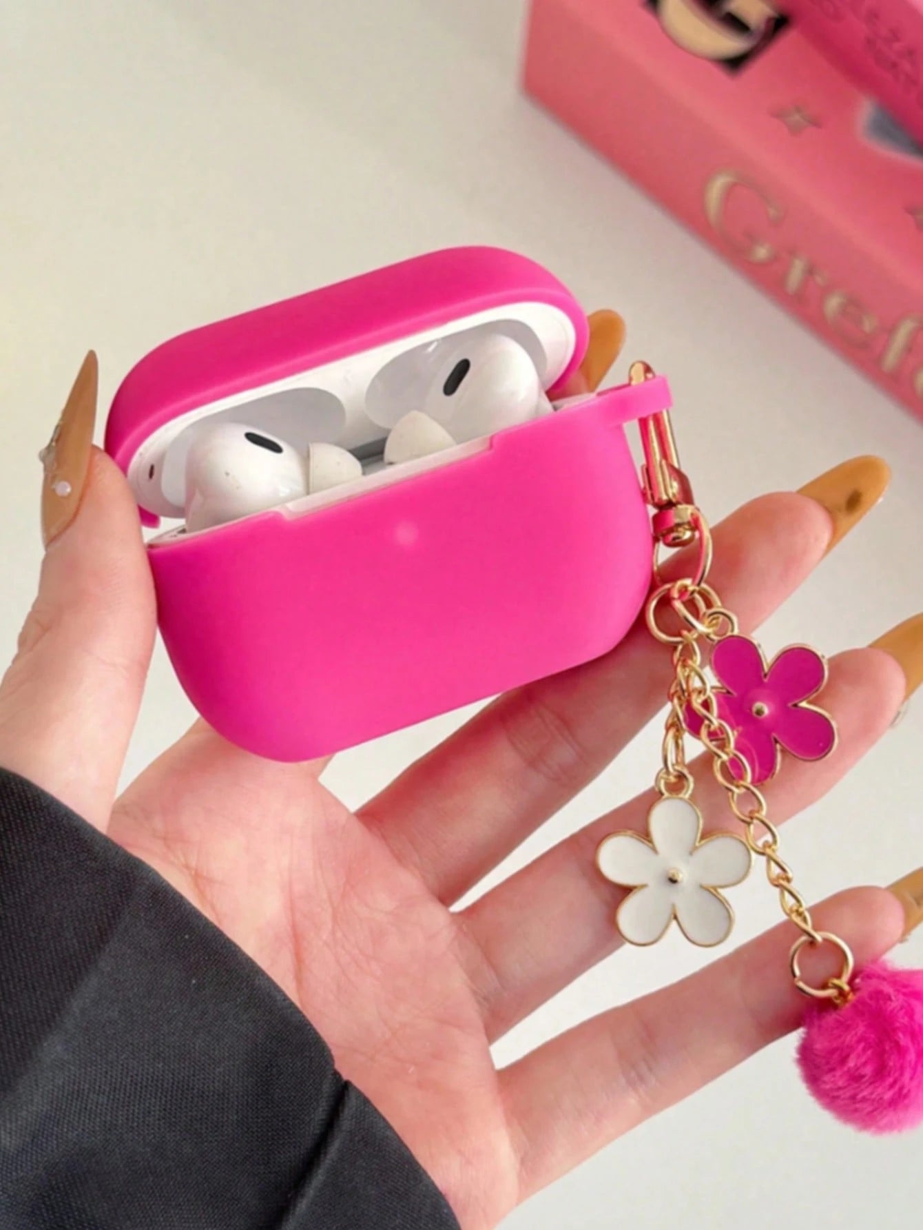 1pc Black & White/Rose Red/Burgundy Flower Lanyard Earphone Protective Case, Compatible With Iphone, 1/2, New Wireless Earphone Protective Case Compatible With Airpods Pro3/Pro/Pro2, Gift For Boyfrien