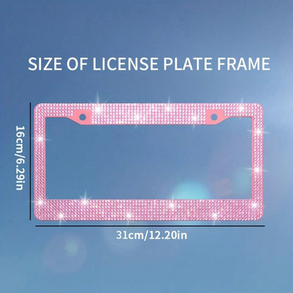 1pc Bling Bling Plastic License Plate Frame, Crystal Rhinestone Handmade Multi-Color, Rust-Proof Durable, Comes With Accessories, Ideal Xmas Gift