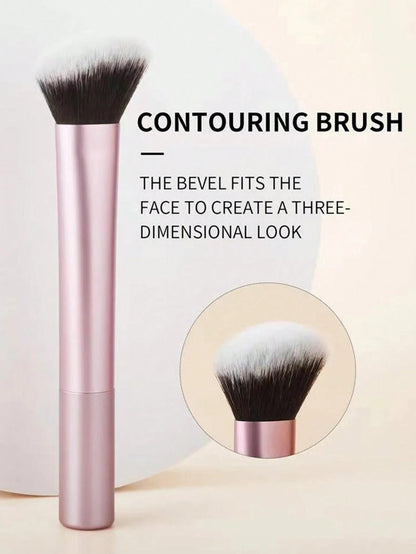 1pc Blush & Contour Brush, Perfect For Cheeks, Forehead, Chin, Nose, Blending & Sculpting, Suitable For Powder, Liquid, Cream,Foundation Brush,Concealer Brush,Blush Brush,Contour Brush,Blush Brush,Bro