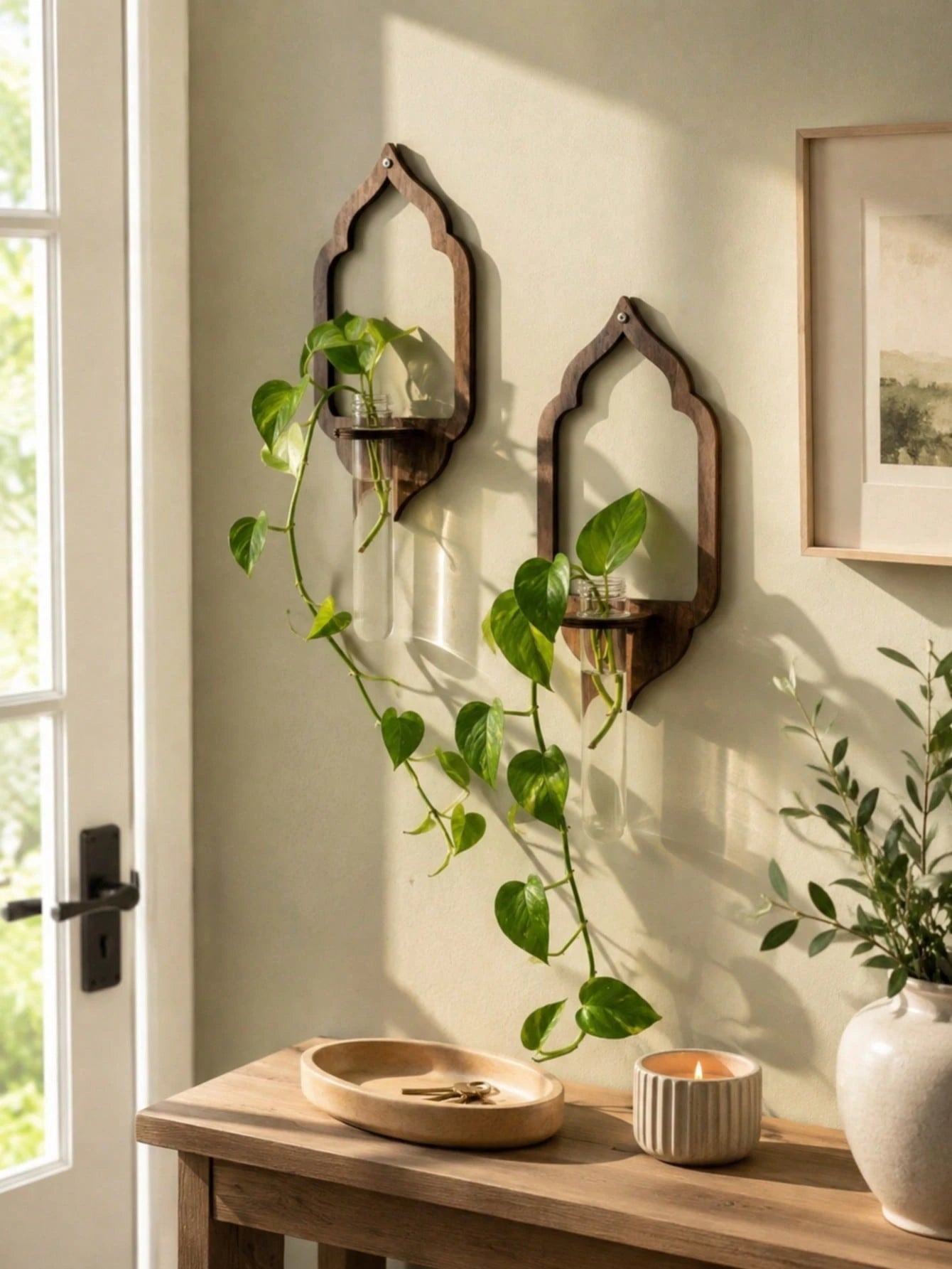 1pc Bohemian Style Hanging Plant Holder, Rustic Home Decor, Indoor Hanging Garden, Retro Wall Mounted Vase, Plant Display Rack, Suitable For Living Room, Bedroom, Office, Boho Home Decor, Indoor Garde