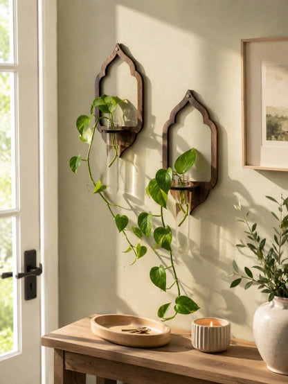1pc Bohemian Style Hanging Plant Holder, Rustic Home Decor, Indoor Hanging Garden, Retro Wall Mounted Vase, Plant Display Rack, Suitable For Living Room, Bedroom, Office, Boho Home Decor, Indoor Garde