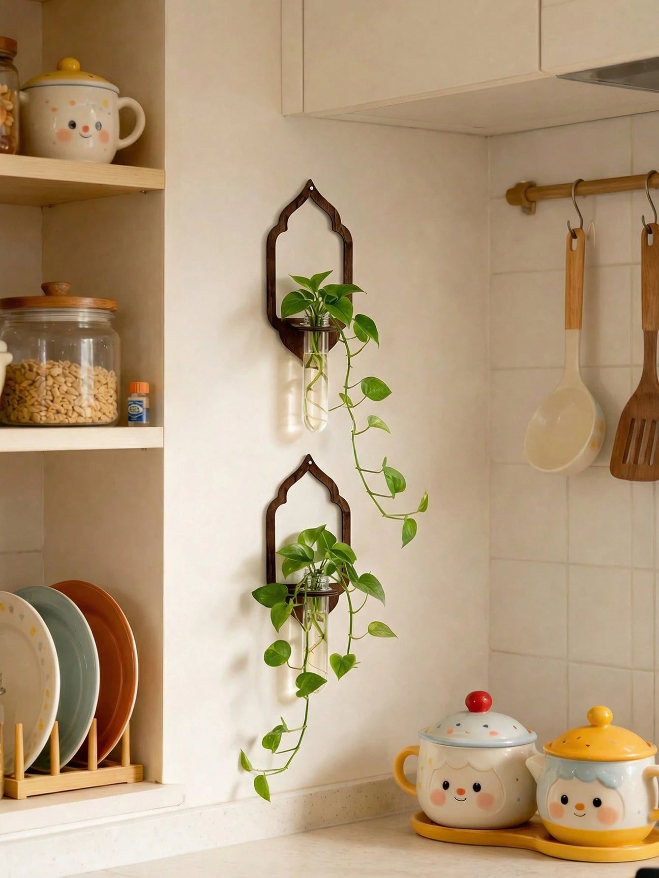 1pc Bohemian Style Hanging Plant Holder, Rustic Home Decor, Indoor Hanging Garden, Retro Wall Mounted Vase, Plant Display Rack, Suitable For Living Room, Bedroom, Office, Boho Home Decor, Indoor Garde