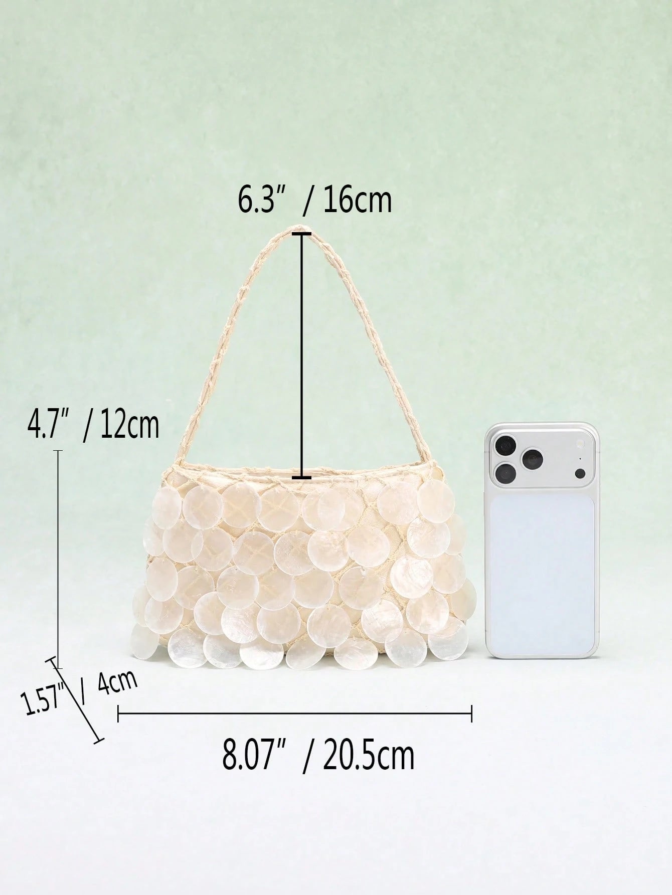 1pc Boho Seashell Slice Beaded Tassel Handbag, Women's Handmade Mermaid Sequin Fishnet Woven Tote Bag, Suitable For Summer Beach Travel Vacation And Pool Party (Natural Cracks, Impurities And Defects