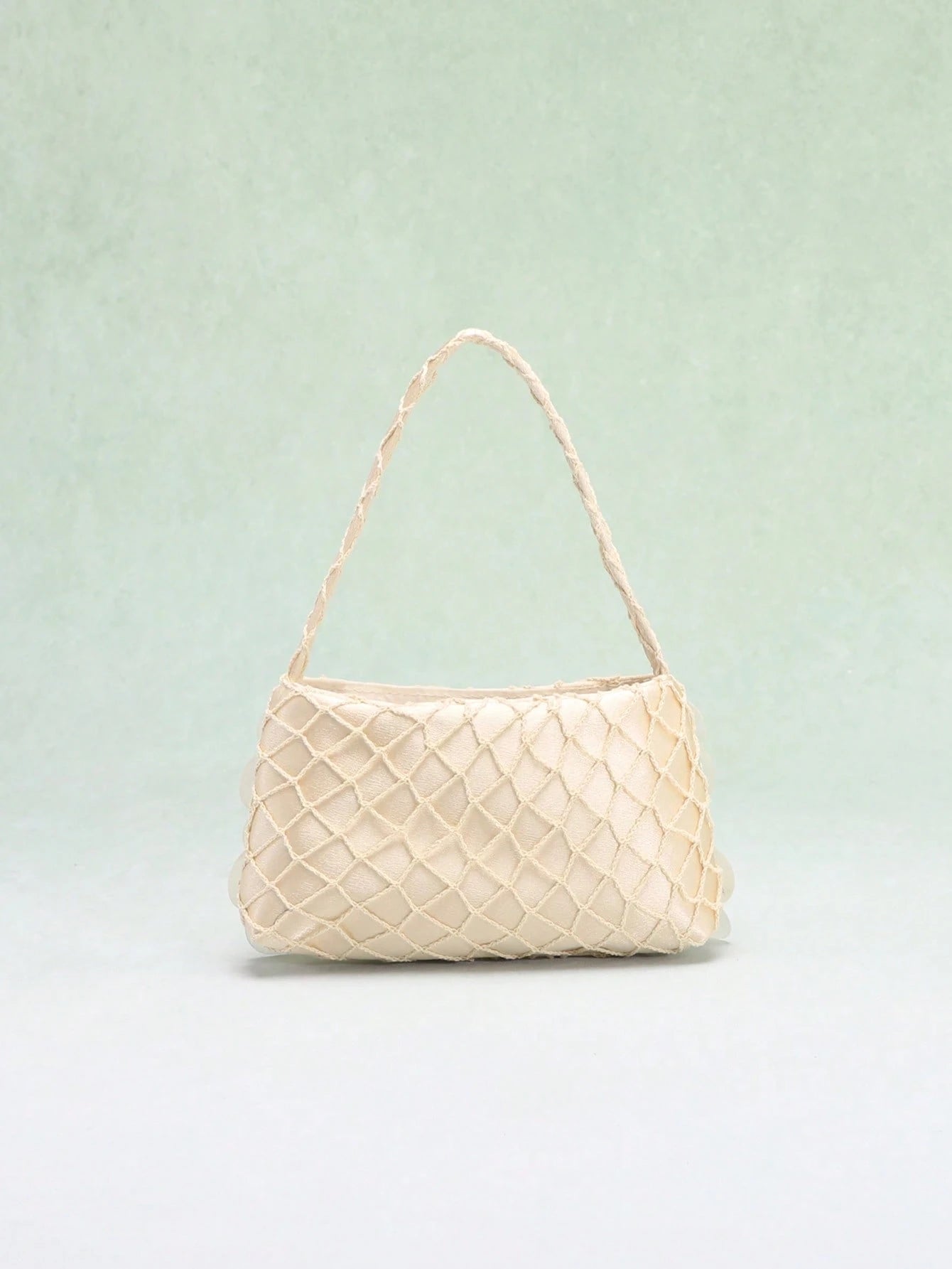 1pc Boho Seashell Slice Beaded Tassel Handbag, Women's Handmade Mermaid Sequin Fishnet Woven Tote Bag, Suitable For Summer Beach Travel Vacation And Pool Party (Natural Cracks, Impurities And Defects