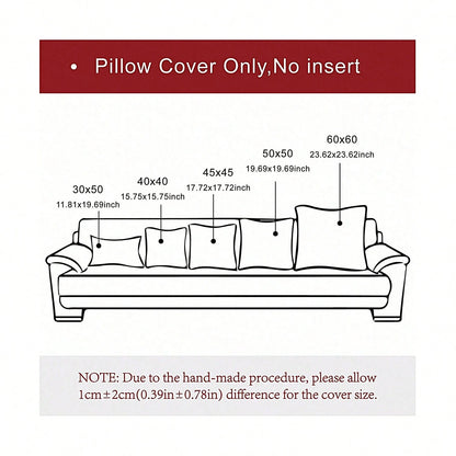 1pc Burgundy Pintuck Cushion Cover, Minimalist Chemical Fiber Decorative Throw Pillow Case Without Filler For Sofa