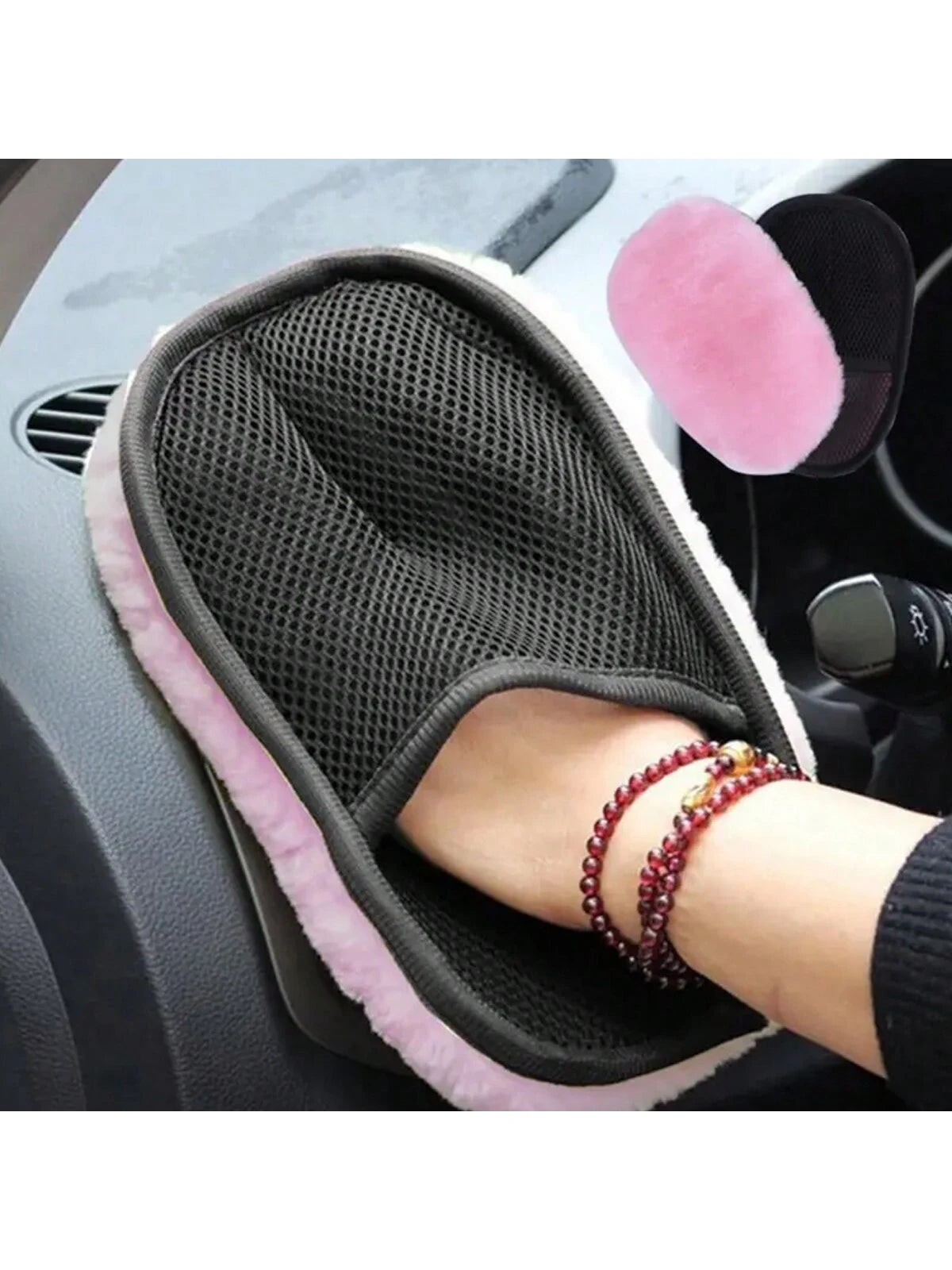 1pc Car Brush Cleaner Wool Soft Gloves For Car Cleaning, Window Cleaning, Body Cleaning