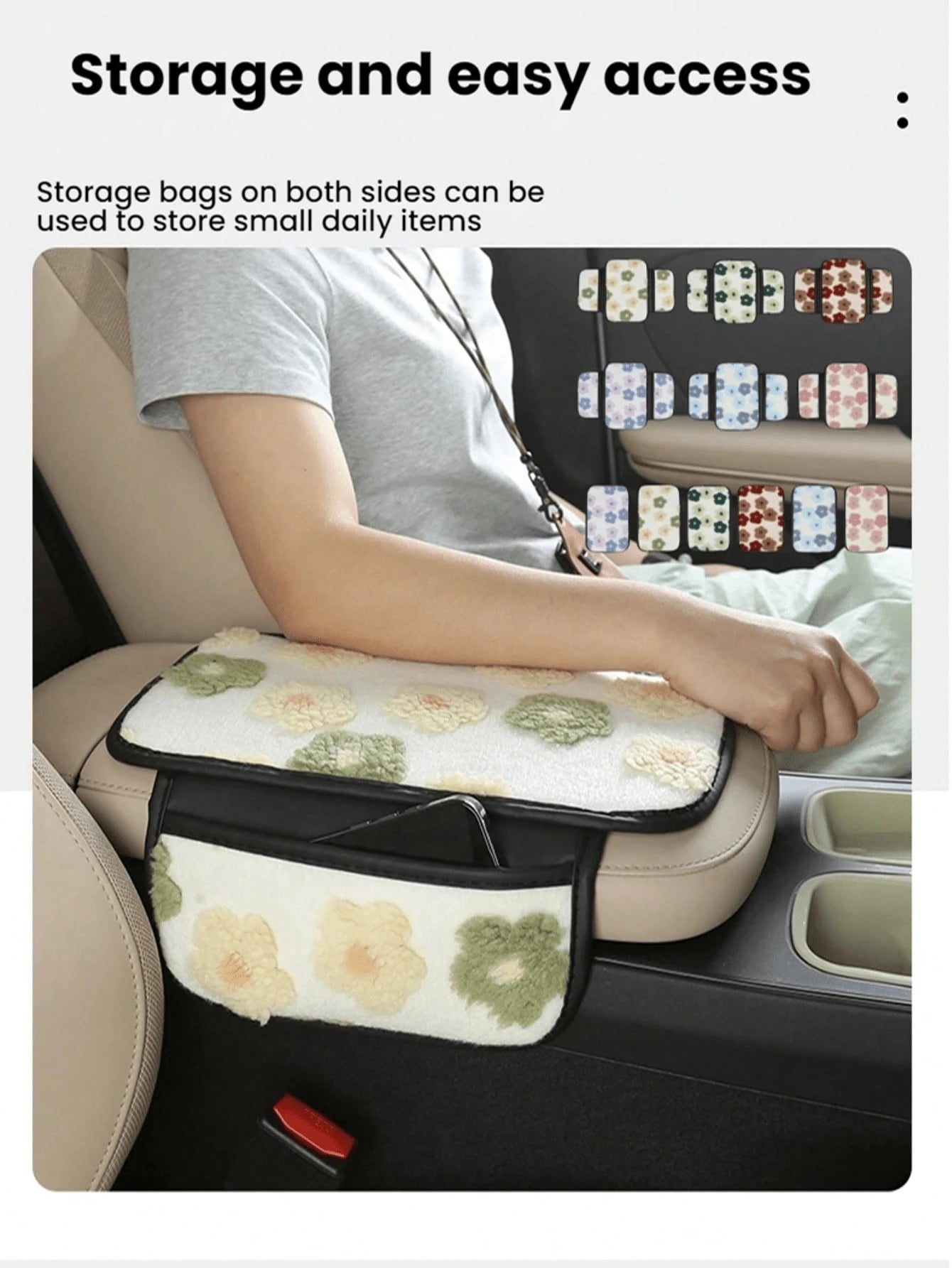 1pc Car Central Armrest Box Cover Leather Armrest Box Pad With 2 Storage Pockets, Universal Car Armrest Seat Box Pad, Interior Decoration, PU Leather Dual-Color Patchwork Elastic Armrest Pad, Comforta