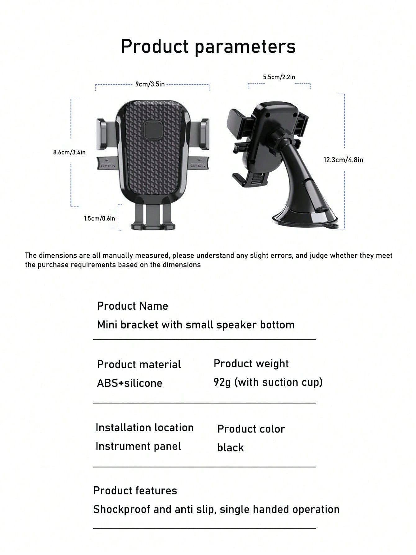 1pc Car Dashboard Phone Holder, New Suction Cup Design, Compact & Convenient Gravity Navigation Mount, Stable Suction Without Dropping (Must Be Installed On Flat Surface (Dashboard), Clean Dashboard B