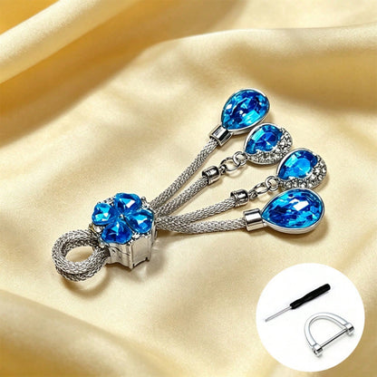 1pc Car Keychain Reflective Crystal Effect Keychain Bag Decoration Car Key Accessory Sparkling Keychain Accessory (With Key Installation Tool) Backpack Decor