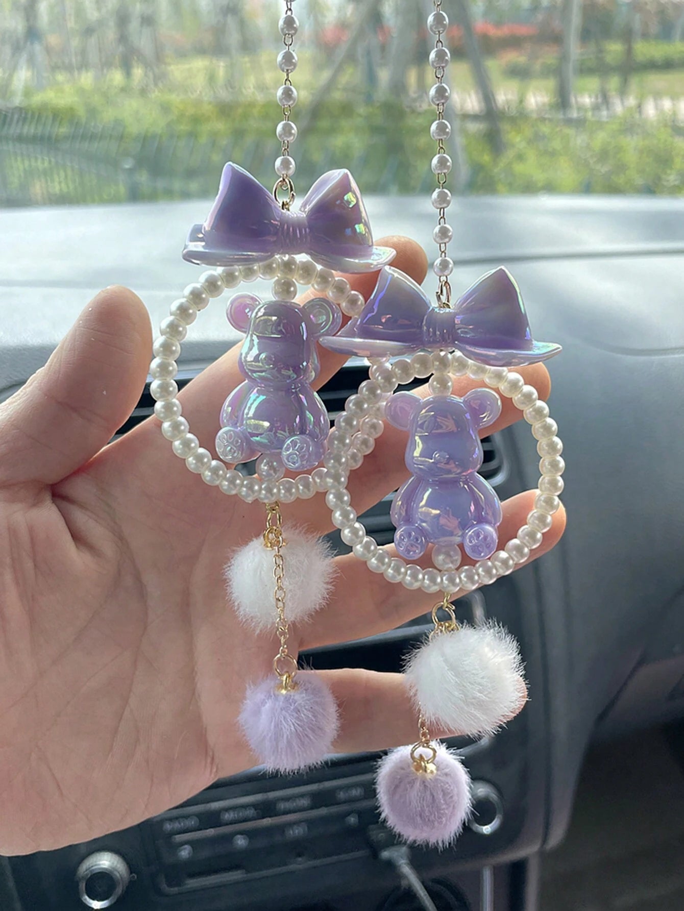 1pc Car Pendant Car Decoration Car Interior Bear Pendant Rearview Mirror Pendant