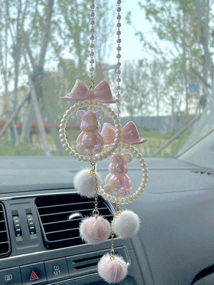 1pc Car Pendant Car Decoration Car Interior Bear Pendant Rearview Mirror Pendant