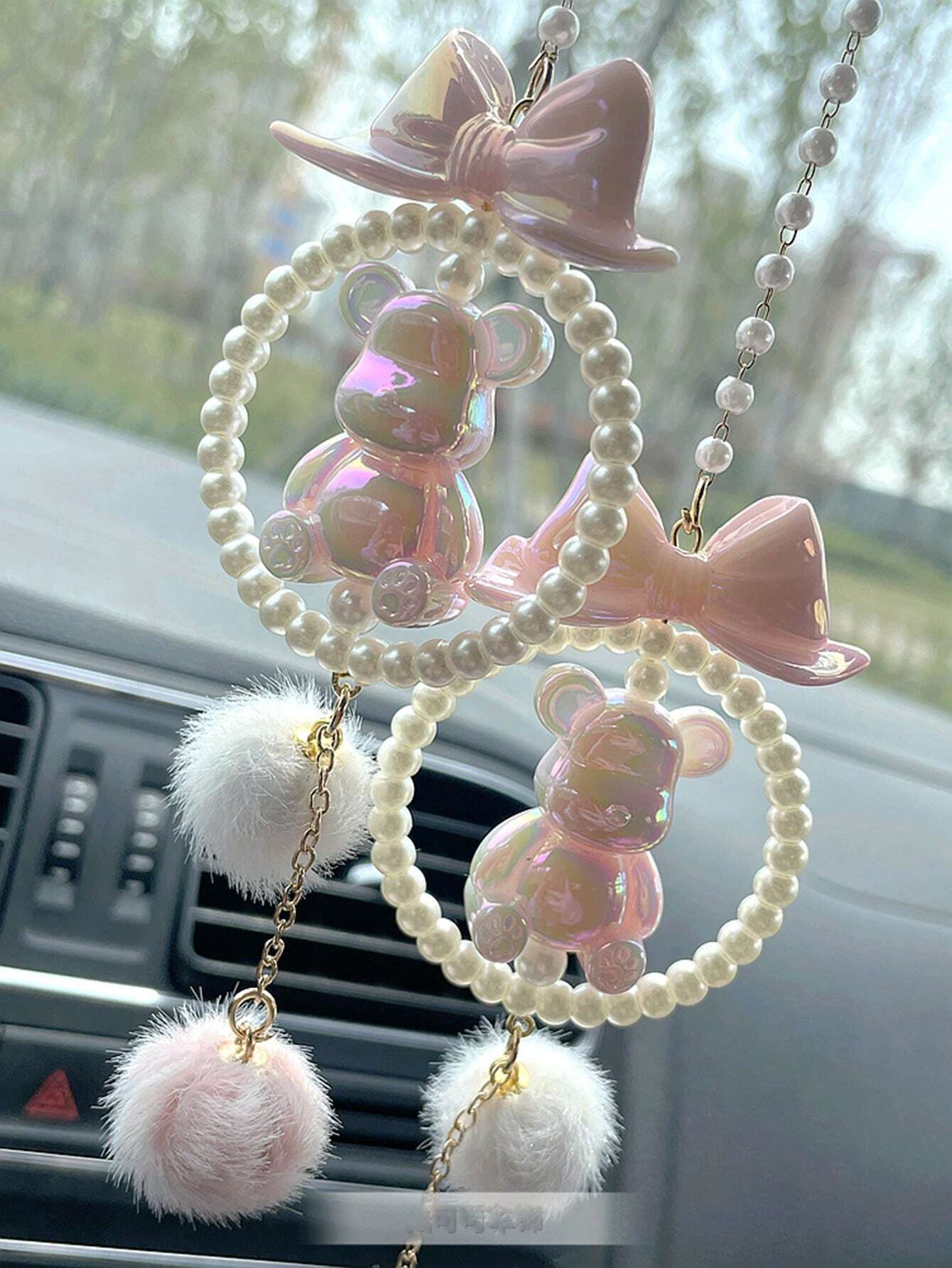 1pc Car Pendant Car Decoration Car Interior Bear Pendant Rearview Mirror Pendant