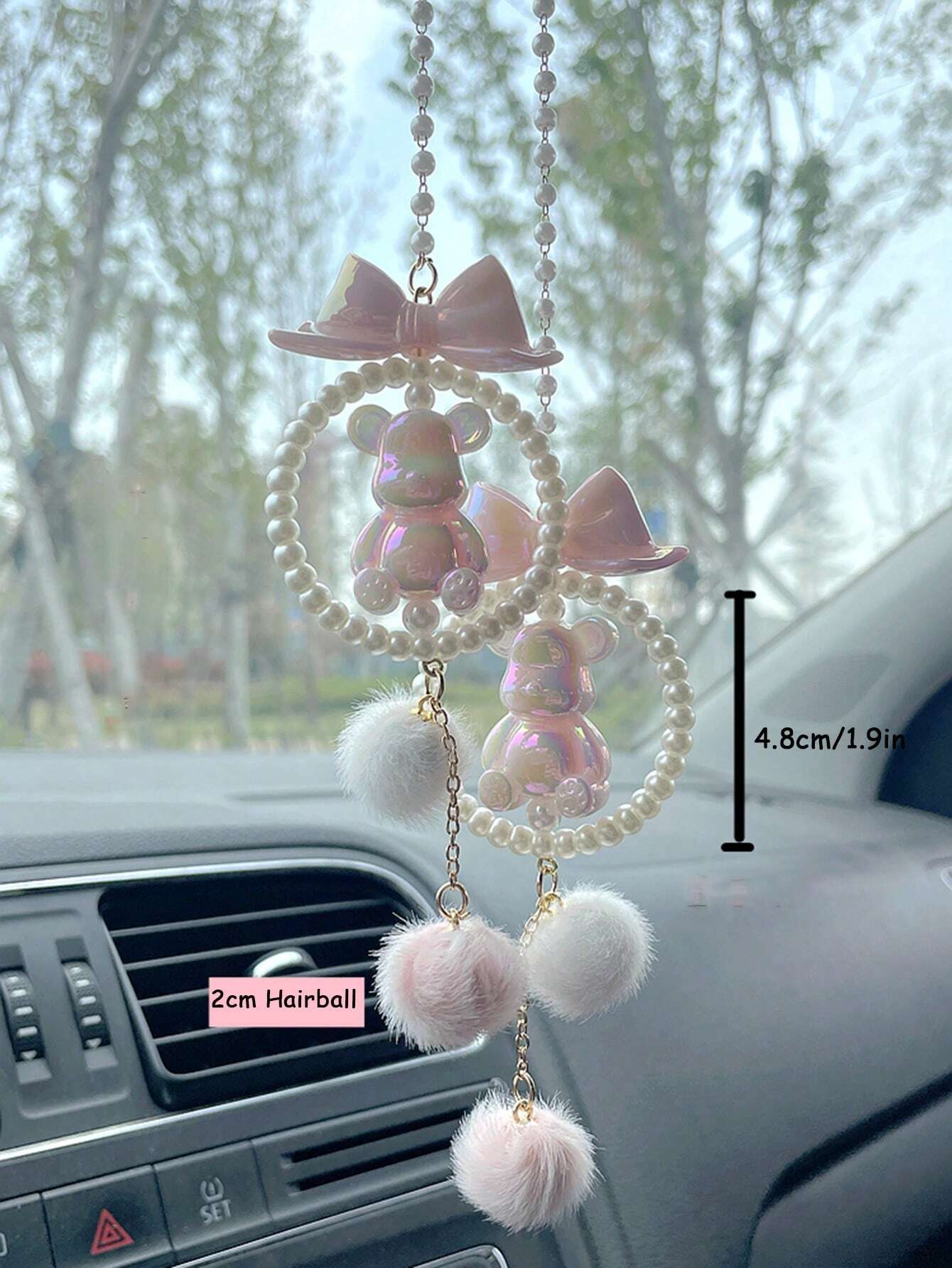 1pc Car Pendant Car Decoration Car Interior Bear Pendant Rearview Mirror Pendant