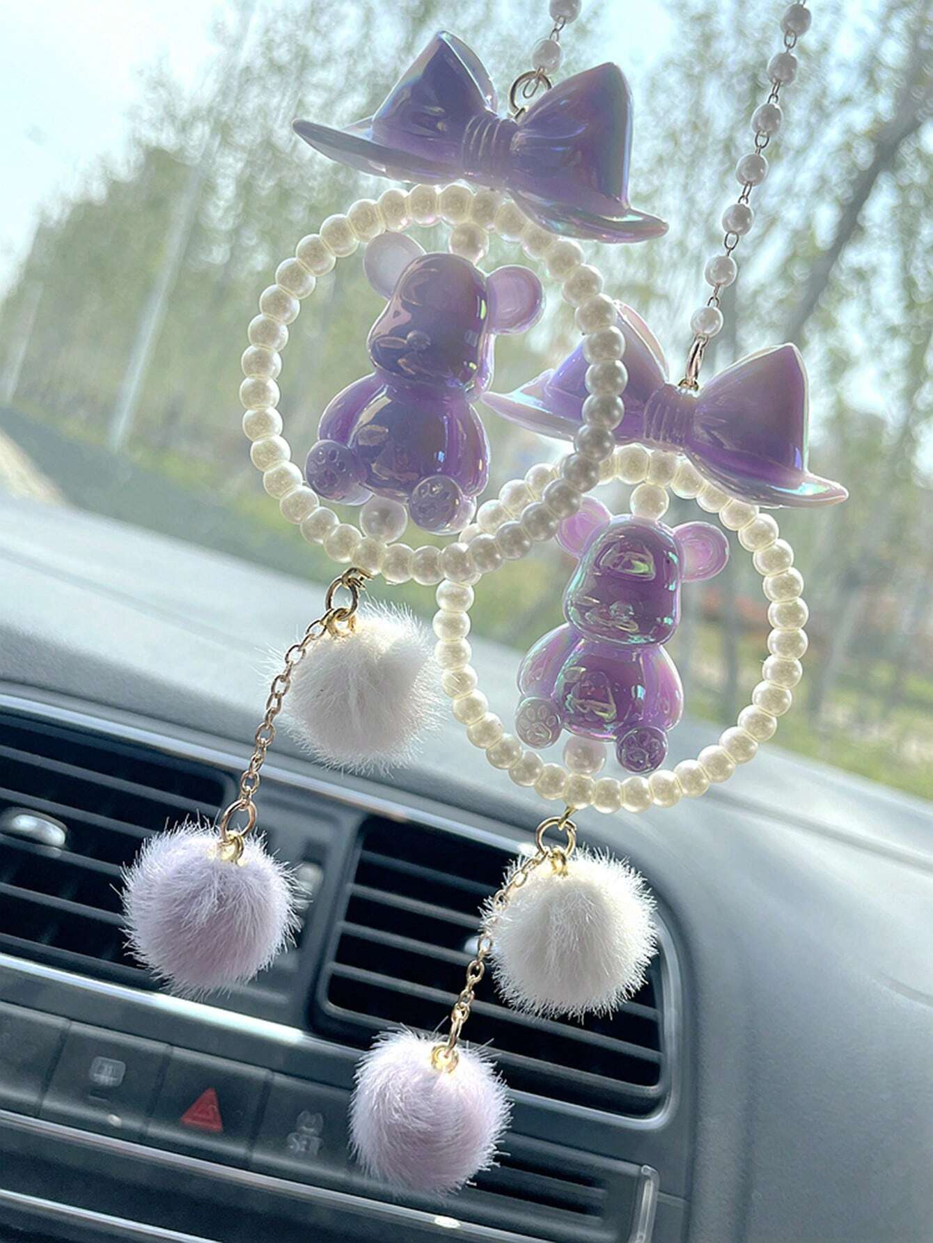 1pc Car Pendant Car Decoration Car Interior Bear Pendant Rearview Mirror Pendant