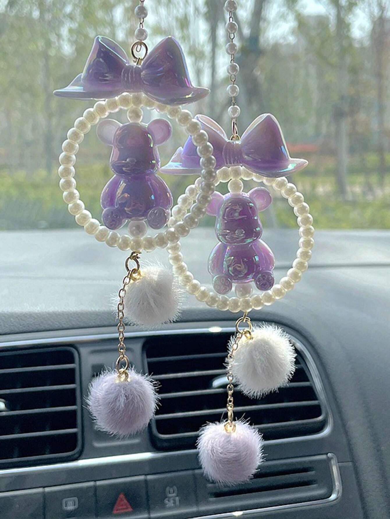 1pc Car Pendant Car Decoration Car Interior Bear Pendant Rearview Mirror Pendant