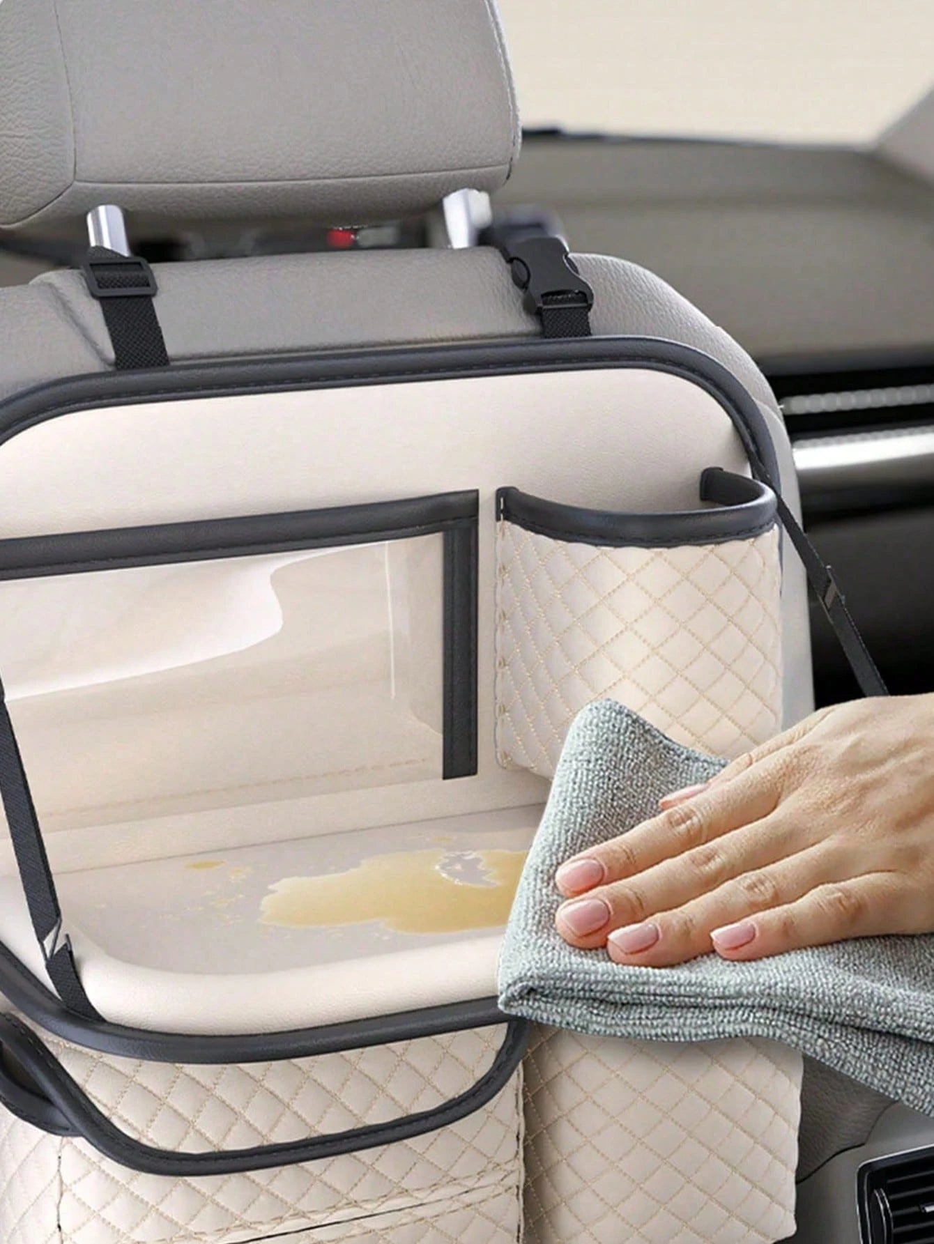 1pc Car Seat Back Organizer Hanging Bag, Multi-Functional Storage Pouch With Random 2 Hook Styles