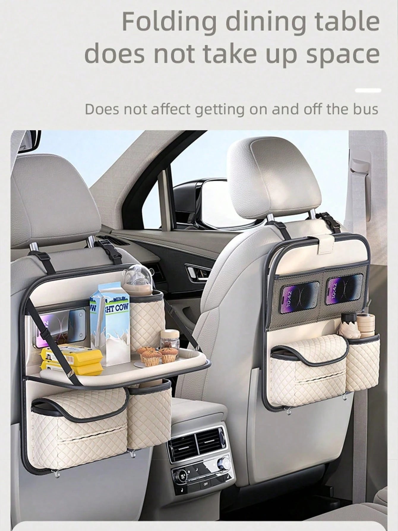 1pc Car Seat Back Organizer Hanging Bag, Multi-Functional Storage Pouch With Random 2 Hook Styles