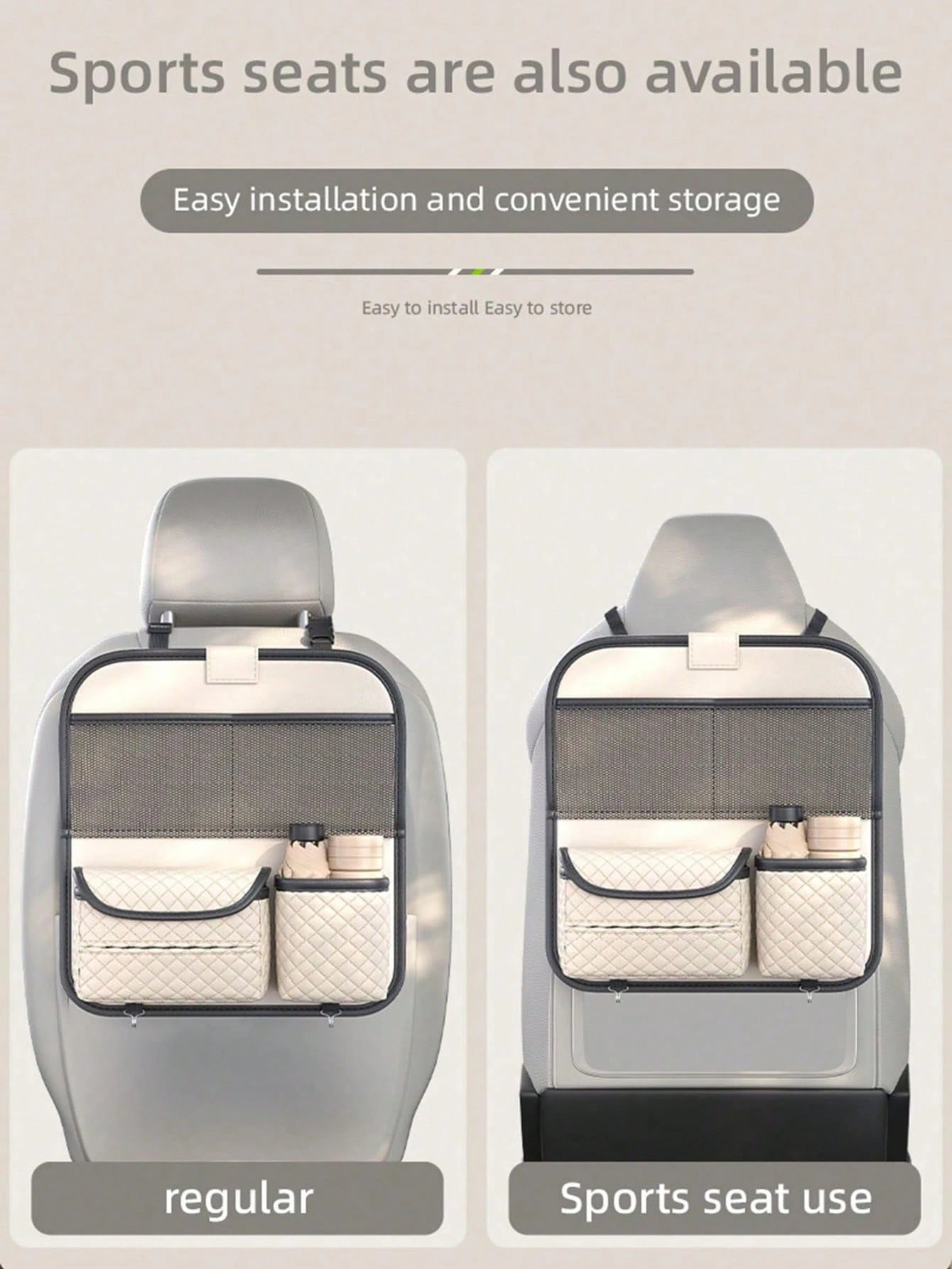 1pc Car Seat Back Organizer Hanging Bag, Multi-Functional Storage Pouch With Random 2 Hook Styles