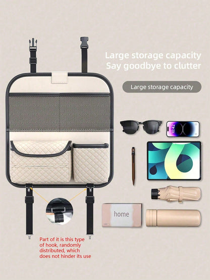 1pc Car Seat Back Organizer Hanging Bag, Multi-Functional Storage Pouch With Random 2 Hook Styles