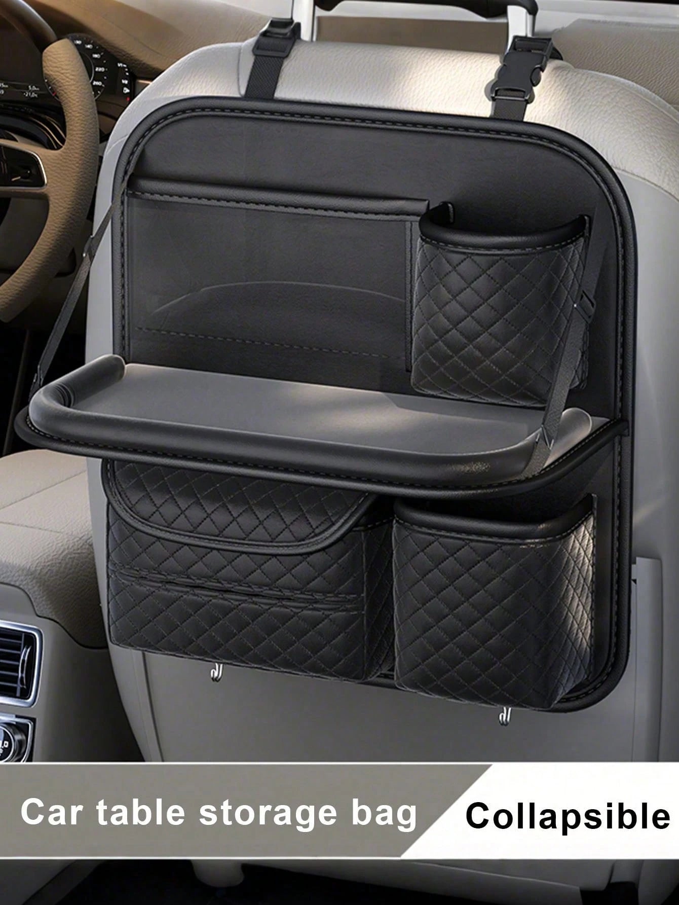 1pc Car Seat Back Organizer Hanging Bag, Multi-Functional Storage Pouch With Random 2 Hook Styles