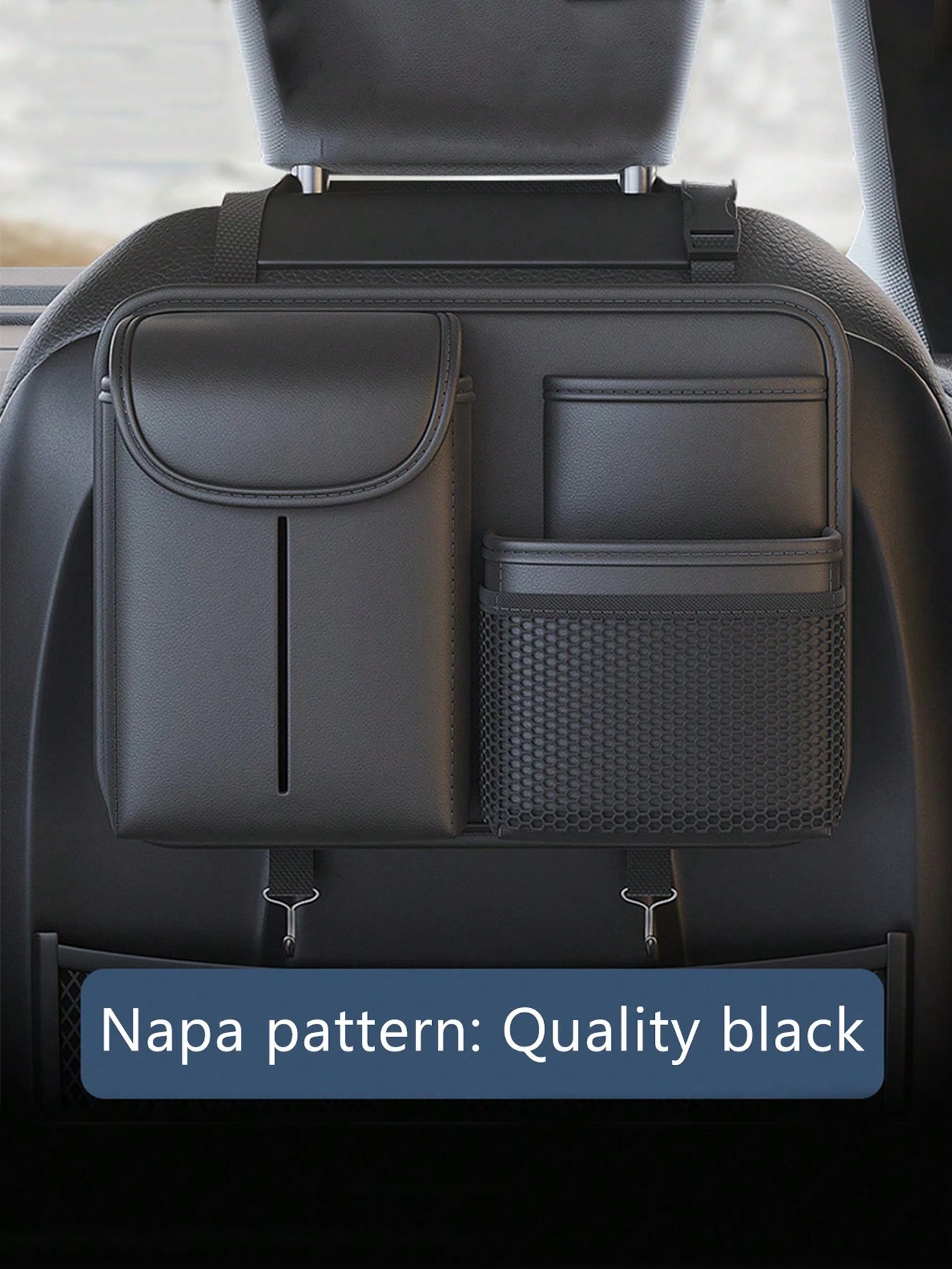 1pc Car Seat Back Organizer, Multi-Functional Car Backseat Hanging Storage Bag, Tissue Box Holder