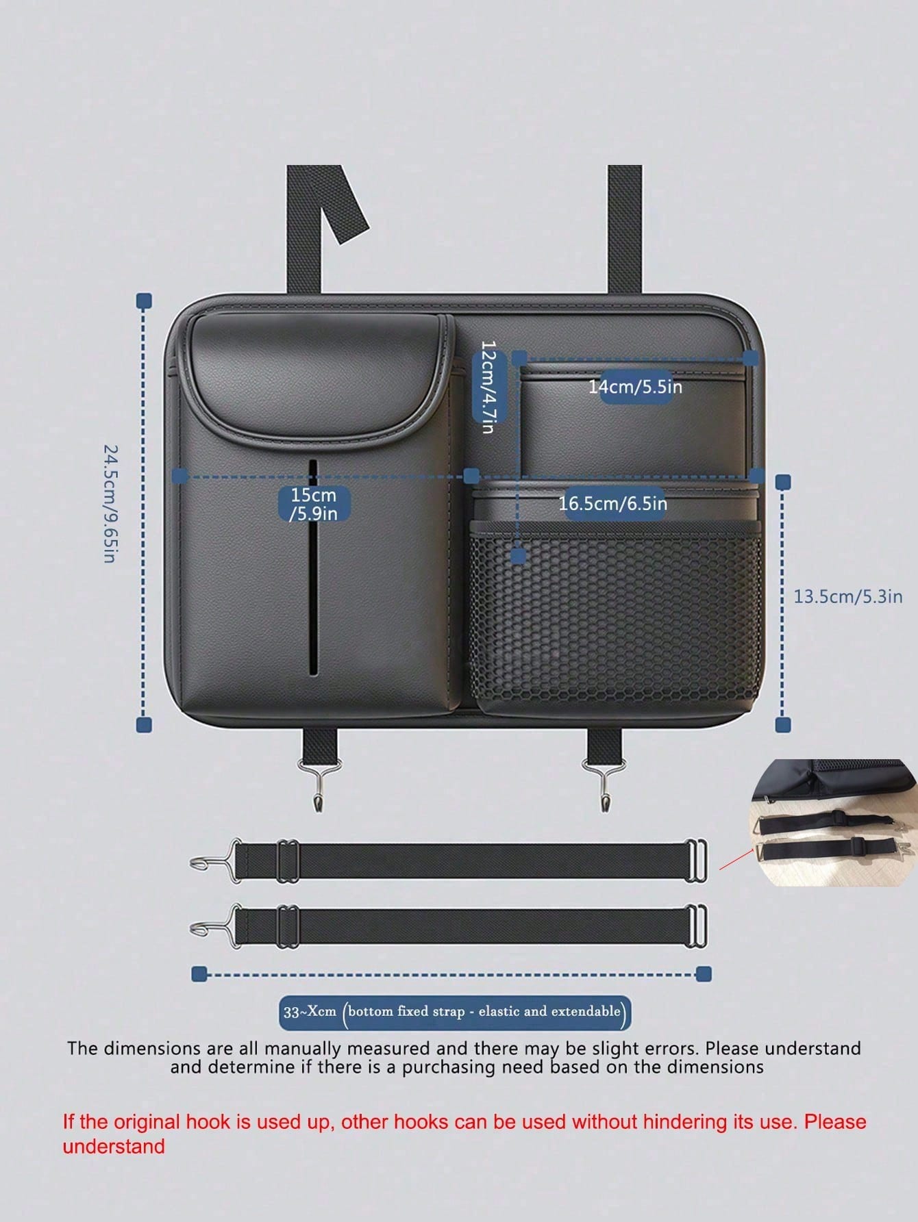 1pc Car Seat Back Organizer, Multi-Functional Car Backseat Hanging Storage Bag, Tissue Box Holder