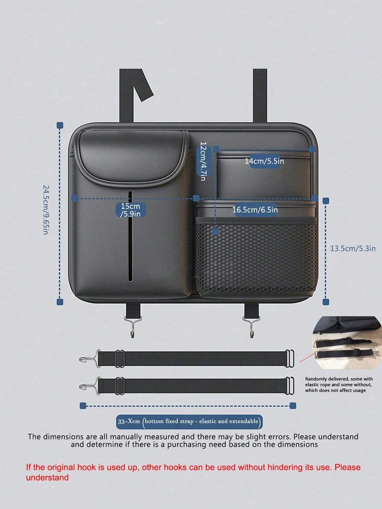 1pc Car Seat Back Organizer, Multi-Functional Car Backseat Hanging Storage Bag, Tissue Box Holder
