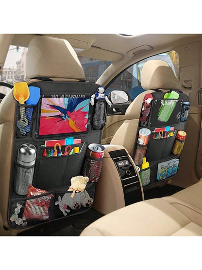 1pc Car Seat Back Storage Bag, Multi-Functional Black Hanging Organizer For Tablet, Snacks, Cups, Toys Etc. Car Interior Accessories (We Do Not Deceive Customers: This Price And Quality Are Average, P