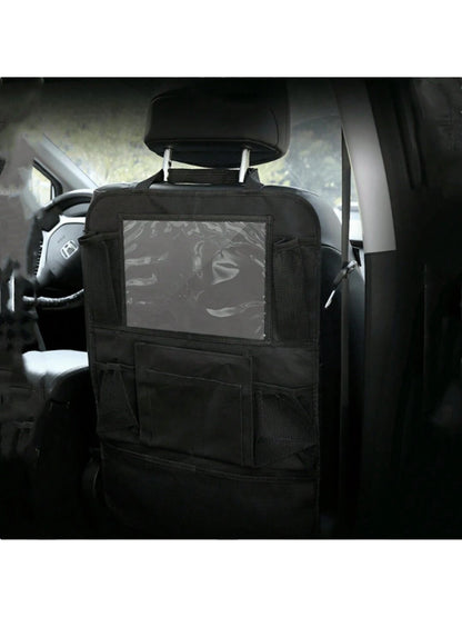 1pc Car Seat Back Storage Bag, Multi-Functional Black Hanging Organizer For Tablet, Snacks, Cups, Toys Etc. Car Interior Accessories (We Do Not Deceive Customers: This Price And Quality Are Average, P