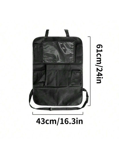 1pc Car Seat Back Storage Bag, Multi-Functional Black Hanging Organizer For Tablet, Snacks, Cups, Toys Etc. Car Interior Accessories (We Do Not Deceive Customers: This Price And Quality Are Average, P