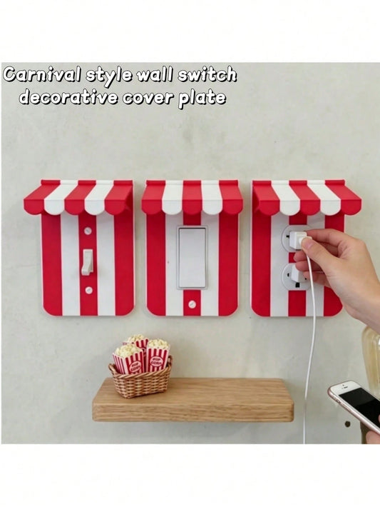 1pc Carnival American Style Wall Switch Decorative Cover Plate, Fun Light Switch- Creative 3D Switch Panel, Decorative Light Switch Cover- Unique Wall Art Decoration- Easy To Install, Wall Decorati