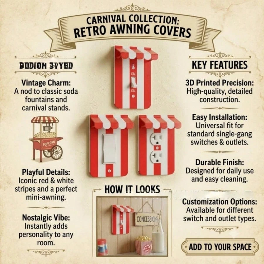1pc Carnival American Style Wall Switch Decorative Cover Plate, Fun Light Switch- Creative 3D Switch Panel, Decorative Light Switch Cover- Unique Wall Art Decoration- Easy To Install, Wall Decorati