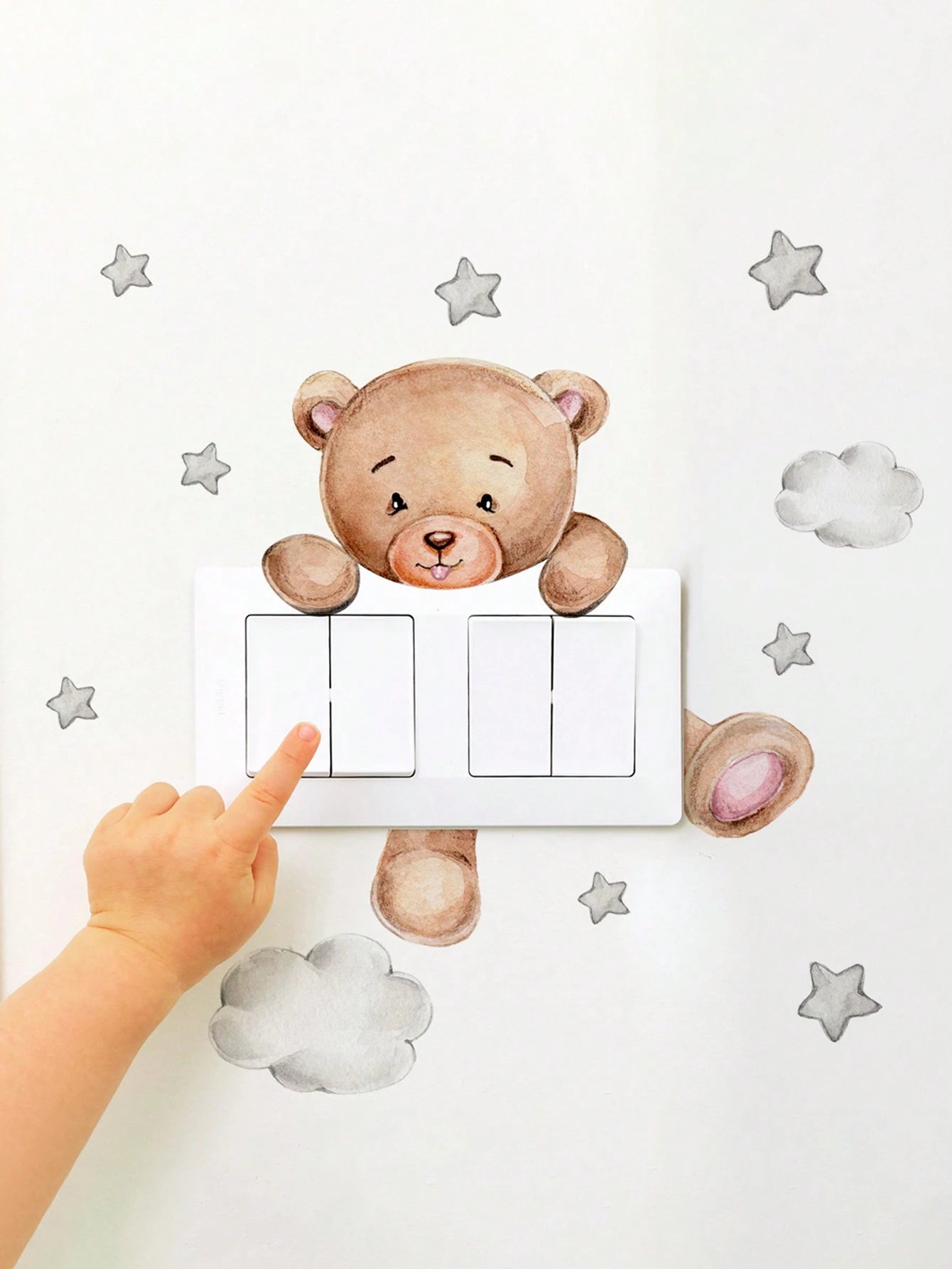 1pc Cartoon Bear Switch Sticker Children Bedroom Decor Wall Decal Baby Shower Family Decorations Gifts