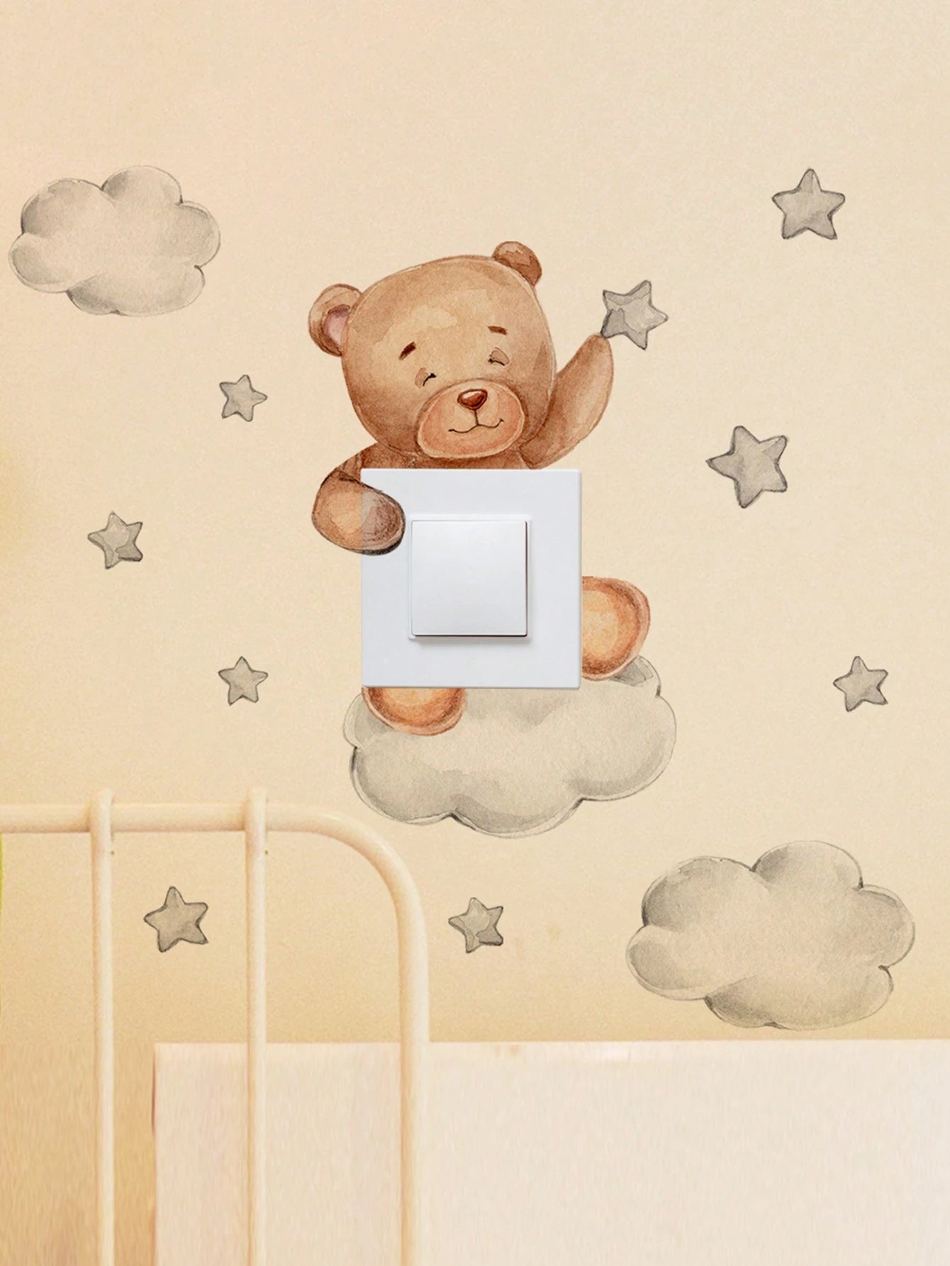 1pc Cartoon Bear Switch Sticker Children Bedroom Decor Wall Decal Baby Shower Family Decorations Gifts