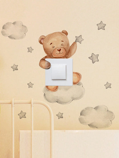 1pc Cartoon Bear Switch Sticker Children Bedroom Decor Wall Decal Baby Shower Family Decorations Gifts