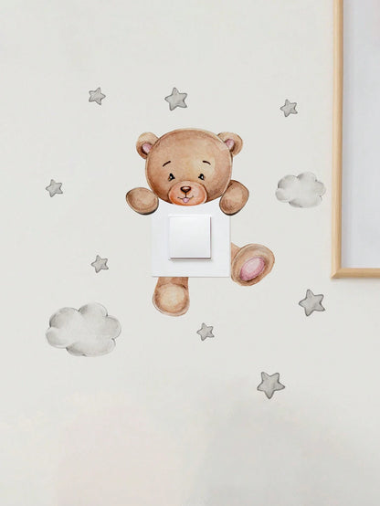 1pc Cartoon Bear Switch Sticker Children Bedroom Decor Wall Decal Baby Shower Family Decorations Gifts