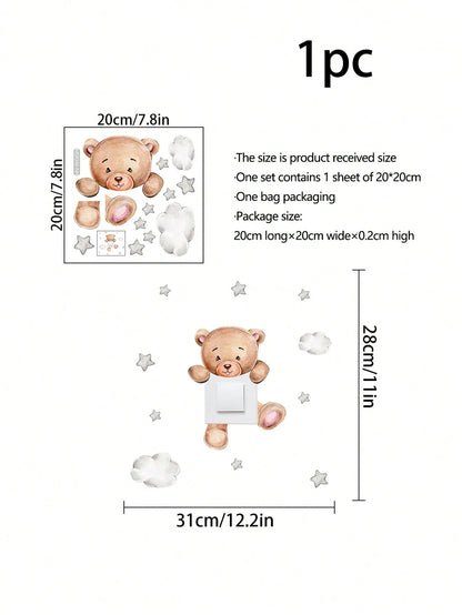 1pc Cartoon Bear Switch Sticker Children Bedroom Decor Wall Decal Baby Shower Family Decorations Gifts