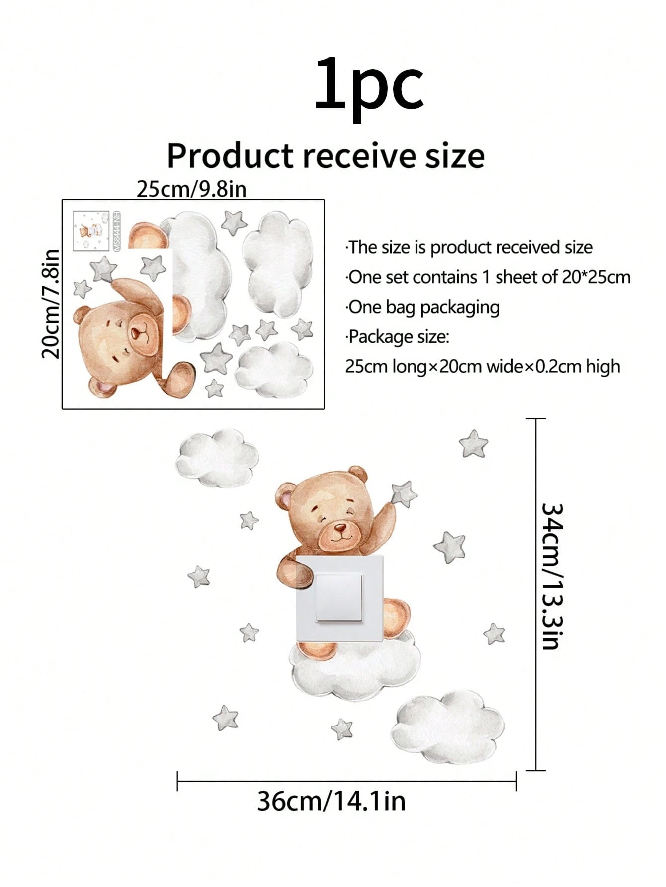 1pc Cartoon Bear Switch Sticker Children Bedroom Decor Wall Decal Baby Shower Family Decorations Gifts